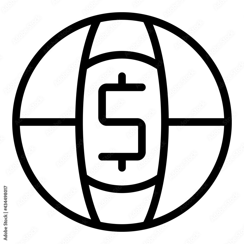 Poster global dollar currency icon. outline global dollar currency vector icon for web design isolated on w
