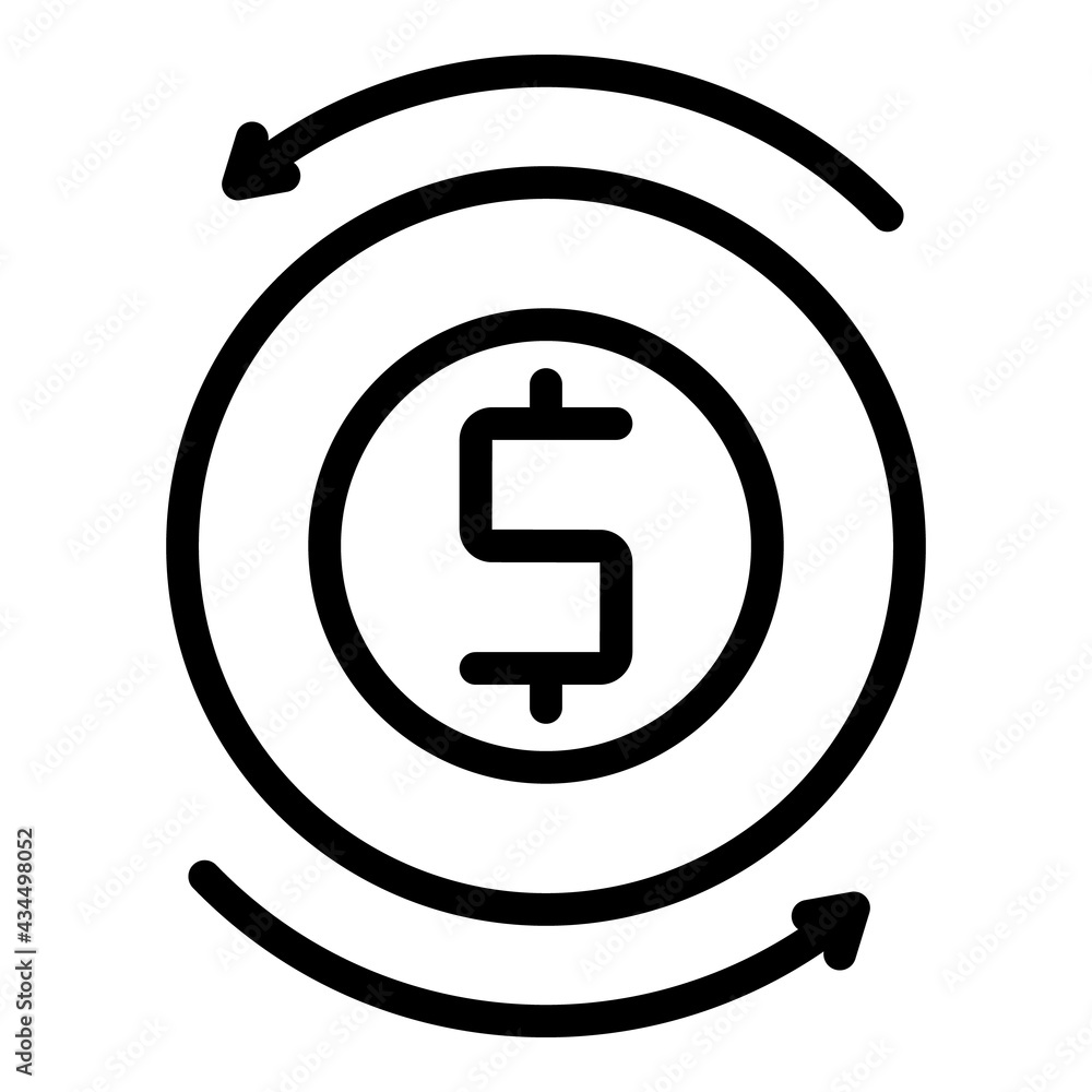 Aufkleber dollar arrows icon. outline dollar arrows vector icon for web design isolated on white background