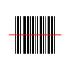 barcode vector image with red line cut in the middle