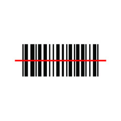 barcode vector image with red line in the middle