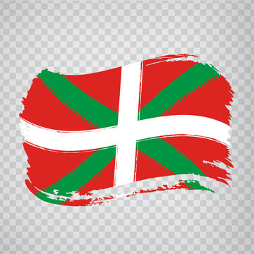 Flag of  Basque Country brush strokes. Flag waving   Autonomous Community Basque Country of Spain  on transparent background for your web site design, logo, app, UI.  Spain. Stock vector.  EPS10.