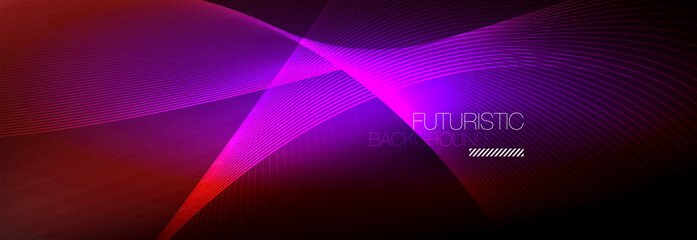 Abstract neon glowing light in the dark with waves. Shiny magic energy and motion concept, vector abstract wallpaper background