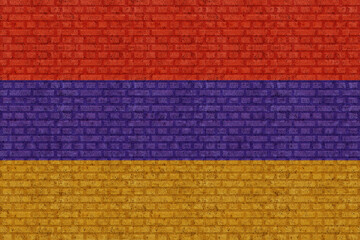 3D Flag of Armenia on brick wall