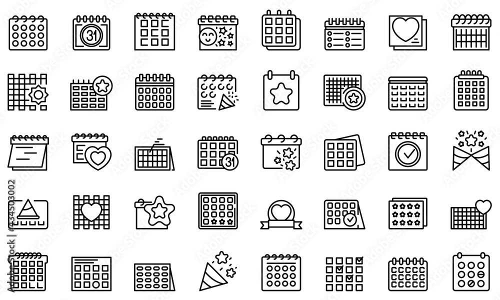Poster event planner icons set. outline set of event planner vector icons for web design isolated on white 