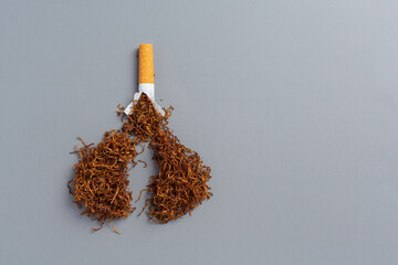 cigarette on the dark background.World no Tobacco day concept.