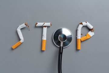 cigarette on the dark background.World no Tobacco day concept.