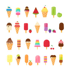 This is a set of Ice cream isolated on a white background.