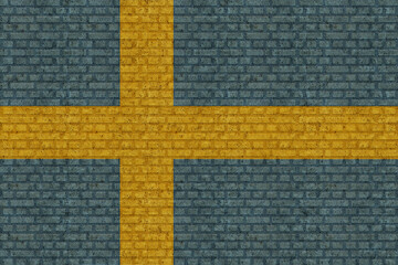 3D Flag of Sweden on brick wall