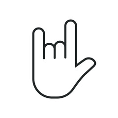 Rock hand gesture icon. Devil horns sign. Heavy metal music symbol. Mouse click cursor logo silhouette. Vector illustration image.