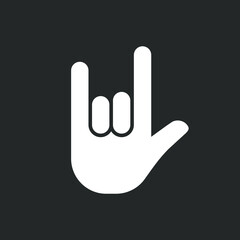 Rock hand gesture icon. Devil horns sign. Heavy metal music symbol. Mouse click cursor logo silhouette. Vector illustration image.