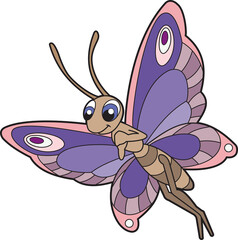 Cartoon Illustration of Funny butterfly. Cute and funny cartoon characters.