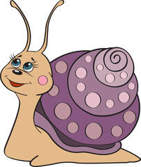 Cartoon Illustration of Funny snail. Cute and funny cartoon characters.