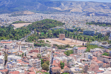 Fototapeta na wymiar panorama of Athens from above bright sunny day