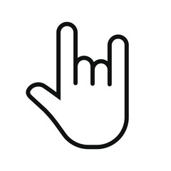 Rock hand gesture icon. Devil horns sign. Heavy metal music symbol. Mouse click cursor logo silhouette. Vector illustration image.