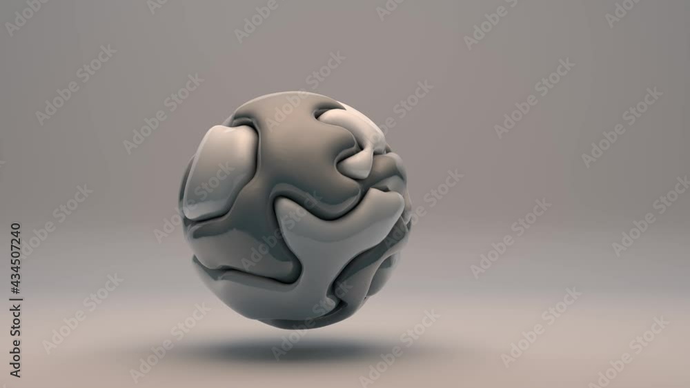 Poster a fantastic 3d sphere on a dark background with convolutions and a wavy surface. loop abstract 3d an