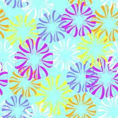 Fototapeta na wymiar Seamless pattern with abstract colorful flower,simple floral illustration,spring and summer print for wallpaper and textile,banner,cover and interior design,fabric,greeting card,white background