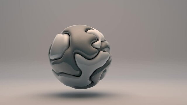A fantastic 3d sphere on a dark background with convolutions and a wavy surface. Loop abstract 3D animation of changes on the surface of a sphere.Unique design of continuous changes.