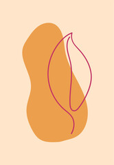 Foliage continuous one line drawing with abstract shape. Foliage drawing with abstract shapes. Abstract plant art design for print, cover, wallpaper, wall art.