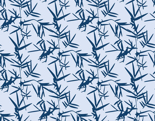 Japanese Bamboo Leaf Vector Seamless Pattern