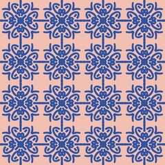 blue pink cream mandala art seamless pattern floral creative design background vector illustration