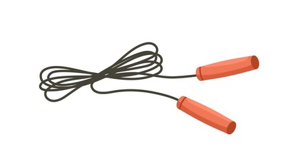 Twisted skipping or jump rope with handles for fitness, cardio exercises, working out and training. Colored flat vector illustration isolated on white background
