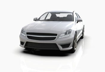 Generic and Brandless Expensive Luxury Car Isolated on White 3d Illustration