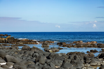 Rocky beach of Albion in the west of the republic of Mauritius.