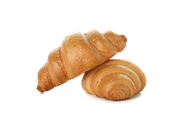 Fresh tasty croissants isolated on white background