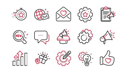 Brand social project line icons. Business strategy, Megaphone and Representative. Influence campaign, social media marketing, brand ambassador icons. Linear set. Linear set. Quality line set. Vector