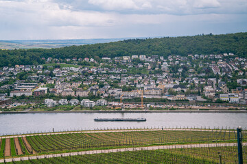 View of the city of Bingen on the Rhine, Germany, the starting point of the Rhine Valley, a UN World Heritage Site