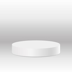 blank round pedestal . white circular awarded winner podium for outstanding luxury product advertising display on white gradient lighting background