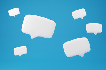 Bubble text box Conversation Speech On Blue Background, 3d rendering