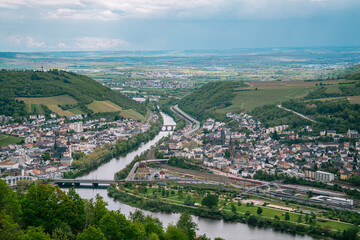View of the city of Bingen on the Rhine, Germany, the starting point of the Rhine Valley, a UN World Heritage Site