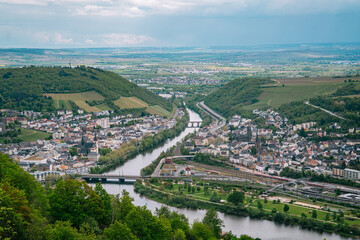 View of the city of Bingen on the Rhine, Germany, the starting point of the Rhine Valley, a UN World Heritage Site