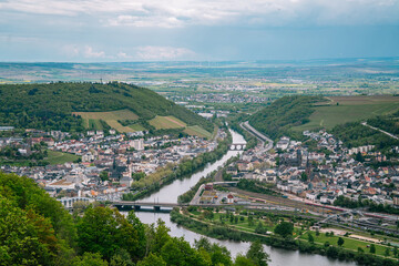 Fototapeta na wymiar View of the city of Bingen on the Rhine, Germany, the starting point of the Rhine Valley, a UN World Heritage Site