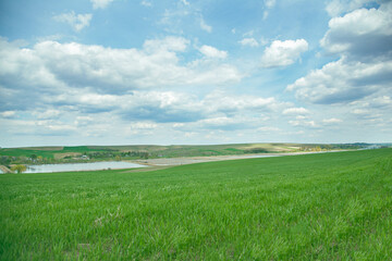 Landscape of beautiful mountain nature, clouds and lovely background for screensaver