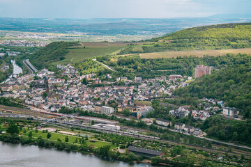 View of the city of Bingen on the Rhine, Germany, the starting point of the Rhine Valley, a UN World Heritage Site