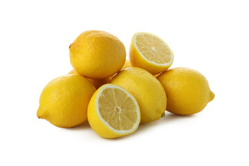 Group of lemons isolated on white background