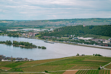 View of the city of Bingen on the Rhine, Germany, the starting point of the Rhine Valley, a UN World Heritage Site