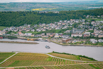 View of the city of Bingen on the Rhine, Germany, the starting point of the Rhine Valley, a UN World Heritage Site