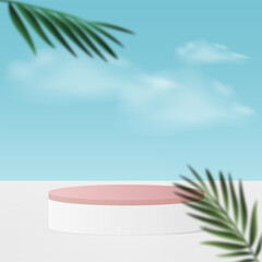 Fototapeta premium Abstract background with white color geometric 3d podiums. Vector illustration