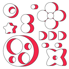 Set of geometric shapes, ovals and cylinders, background and web banner.