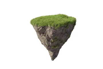 Foto auf Leinwand Fantasy floating island with natural grass Isolate, floating island in environmental concept © LAYHONG