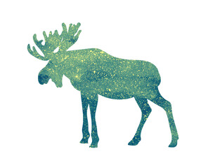 Abstract moose with watercolor texture