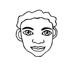 Vector outline face people. Hand drawn line art illustration. The head of a man, woman, boy, girl in the style of a Doodle, isolated on a white background. Different and beautiful