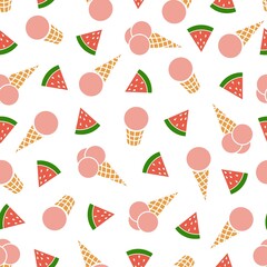 Watermelon ice cream. Seamless pattern. Silhouette.