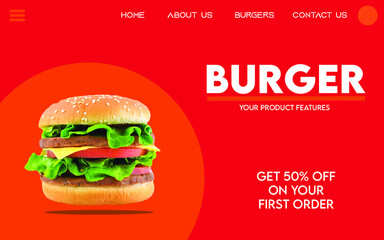 web landing page design for burger
