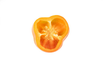 Orange bell pepper isolated on white background