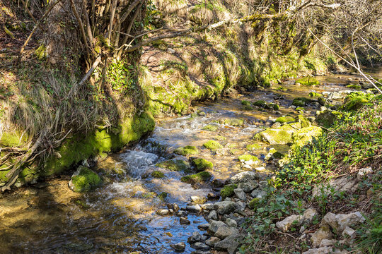 Route of the river Puron in the natural park of valdrejo, in the Basque Country