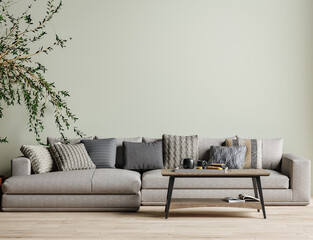 Modern interior background, wall mock up, 3d render © artjafara